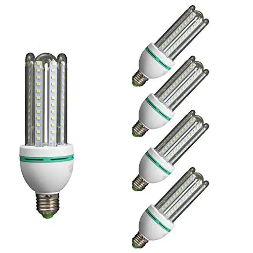 Lámpara LED 4 tubos 16 W E27 con 1280 lm y luz natural 4200K (pack de 5) para techo, salón o mesita de noche
