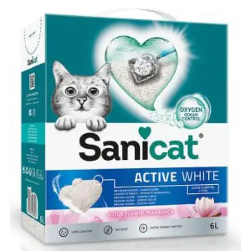 Sanicat Active White con Perfume Flor de Loto (Gatos , Peluquería e higiene , Arenas) - 6 L