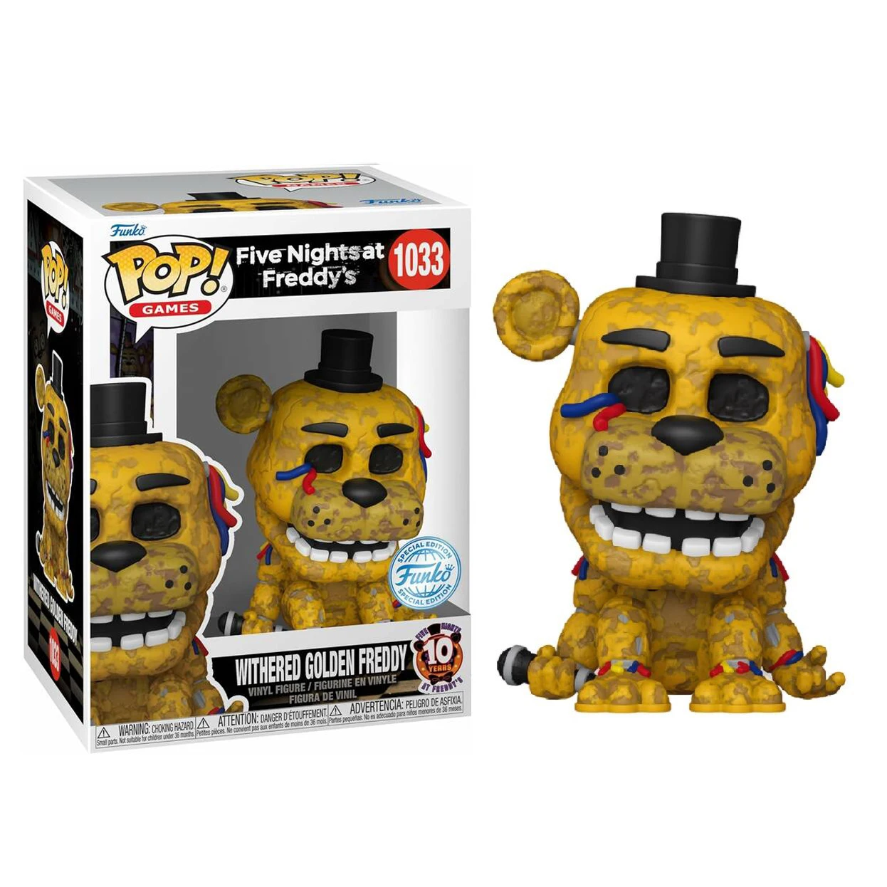 FUNKO POP! FIVE NIGHTS AT FREDDY'S - FREDDY DAÑADO DORADO, 83091, Nº1033, TIENDA CON LICENCIA OFICIAL