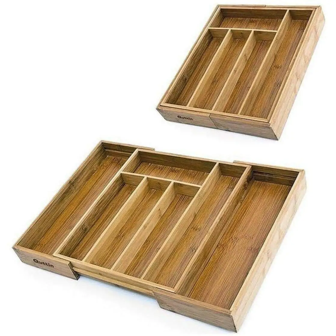 Maxia Market - Bandeja de Cubiertos Extensible 5 a7 compartimentos Bambú, Organizador Cubiertos, Cubertero Bambú, Portacubiertos Extensible