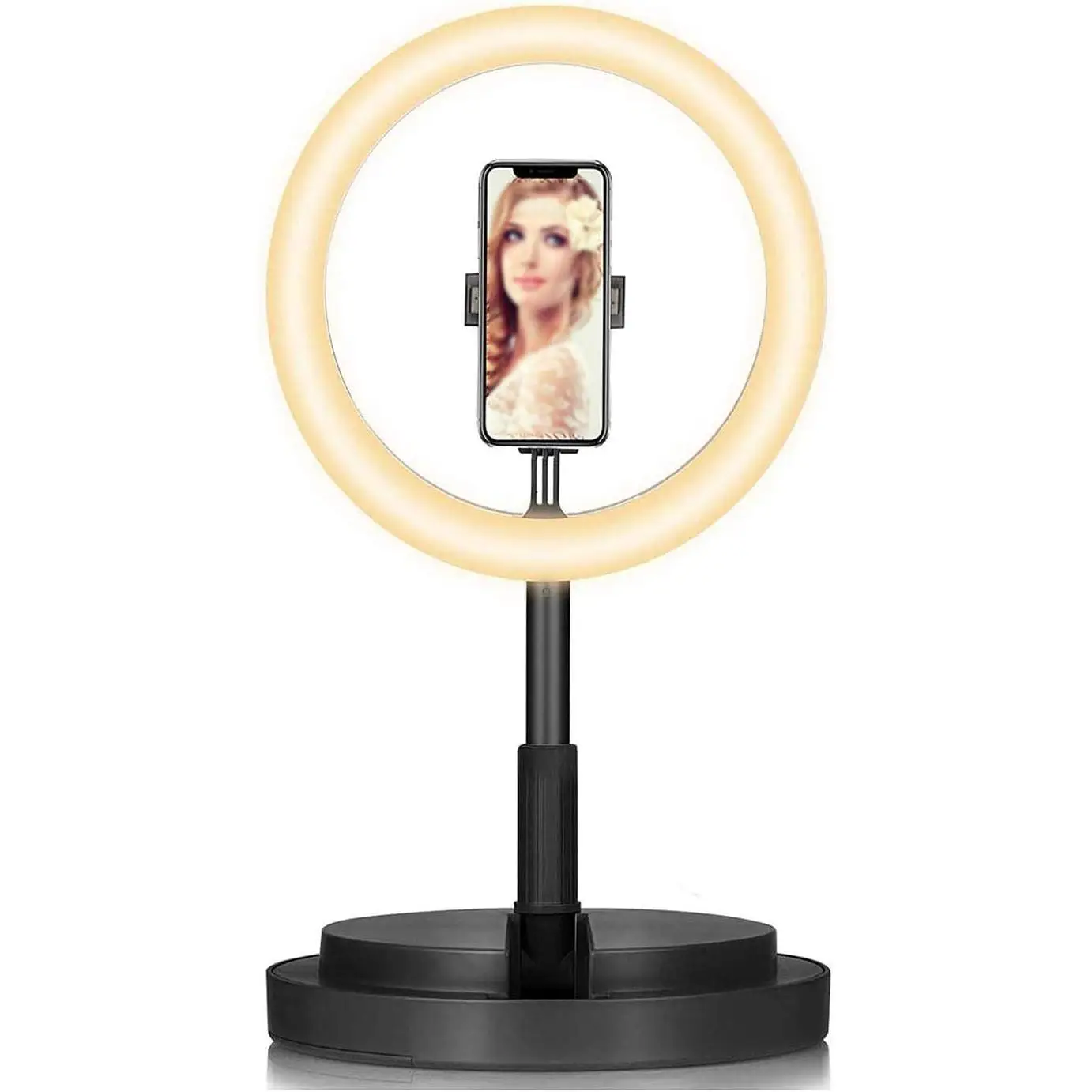 Aro De Luz con Tripode Plegable, Anillo De Luz LED 11.4'' para Movil con 3 Efectos de Iluminación y 10 Brillo Ajustable, Se Pueden Usar para Disparos TikTok/Twich Live etc.
