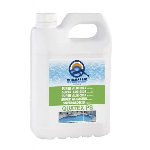 Súper Algicida Quatex PS Quimicamp líquido para curar el agua verde de la piscina, casos rebeldes o difíciles, elimina las algas