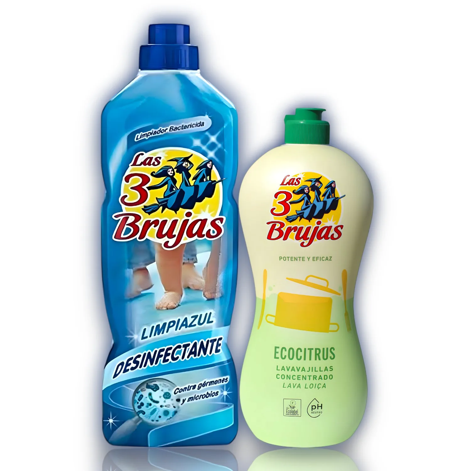 Las 3 Brujas Desinfectante LimpiaAzul 1 Litro + Lavavajilla Ecocitrus 500ml Lavavajillas Concentrado