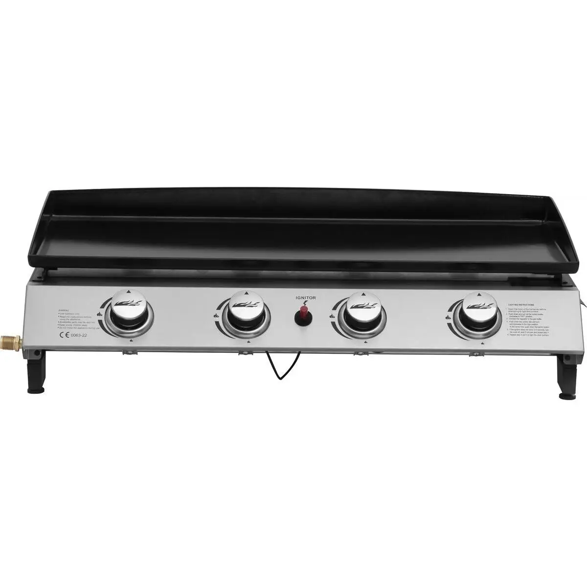 Habitat y Jardin - Plancha de gas 4 quemadores "Jolly" - 10 Kw - Gris
