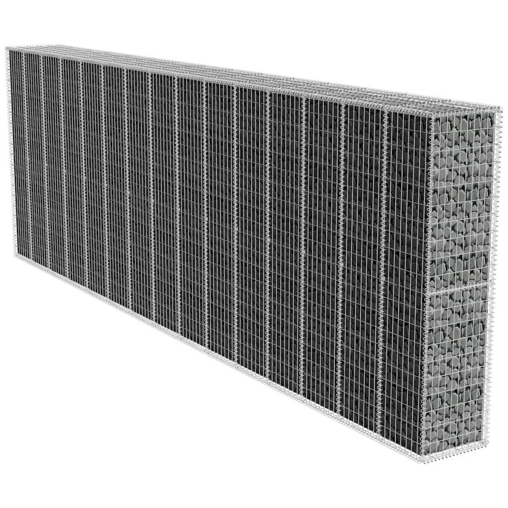Vidaxl gabion wall with galvanized steel cover dimensions 600 x 50 x 100 cm, 600 x 50 x 200 cm, and more perfect for plants and animals, multiple uses mesh for ventilation, security, window, garden - Product Main Image