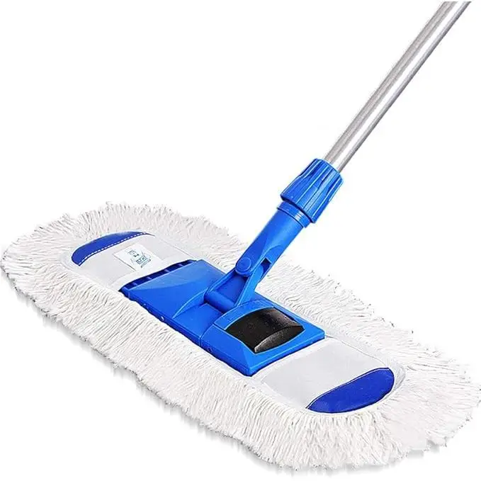 Fregona Mopa de Microfibra por Madera, Laminado, Suelo de baldosas de Limpieza, Hierro Asa telescópica - Sistema de Limpieza de Spin Mop (Azul) Mopa