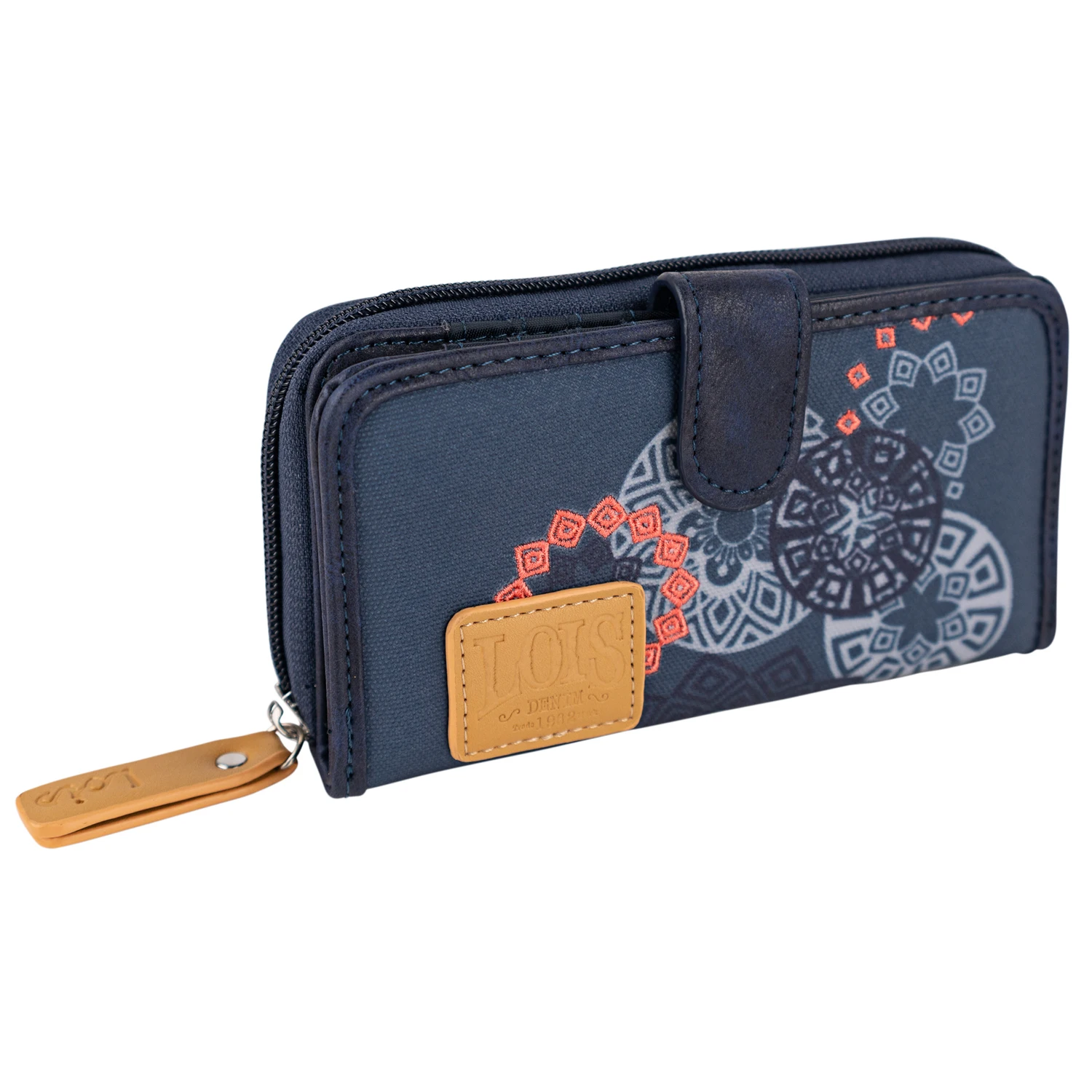 Lois - Carteras De Mujer De Marca - Eco Piel Monedero Mujer Con 2 Compartimentos Y Cierre Central De Cremallera - Cartera Mujer Asa Adicional - Monedero Mujer Grande 310516