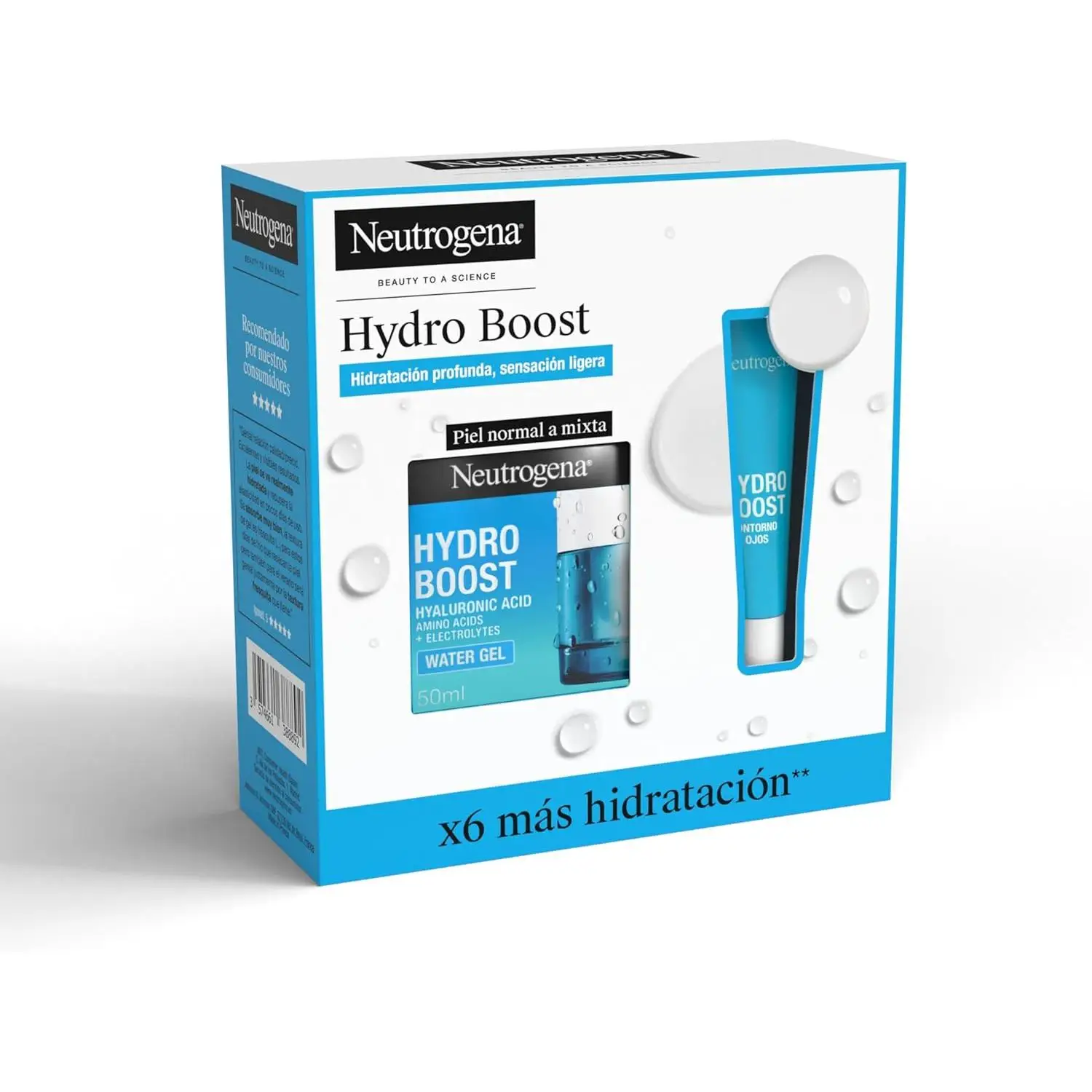Neutrogena Rutina Hydro Boost - Pack Regalo con Gel de Agua hidratante facial (50 ml) y Contorno de Ojos Antifatiga (15 ml) - Set con Ácido Hialurónico para 72 h de hidratación