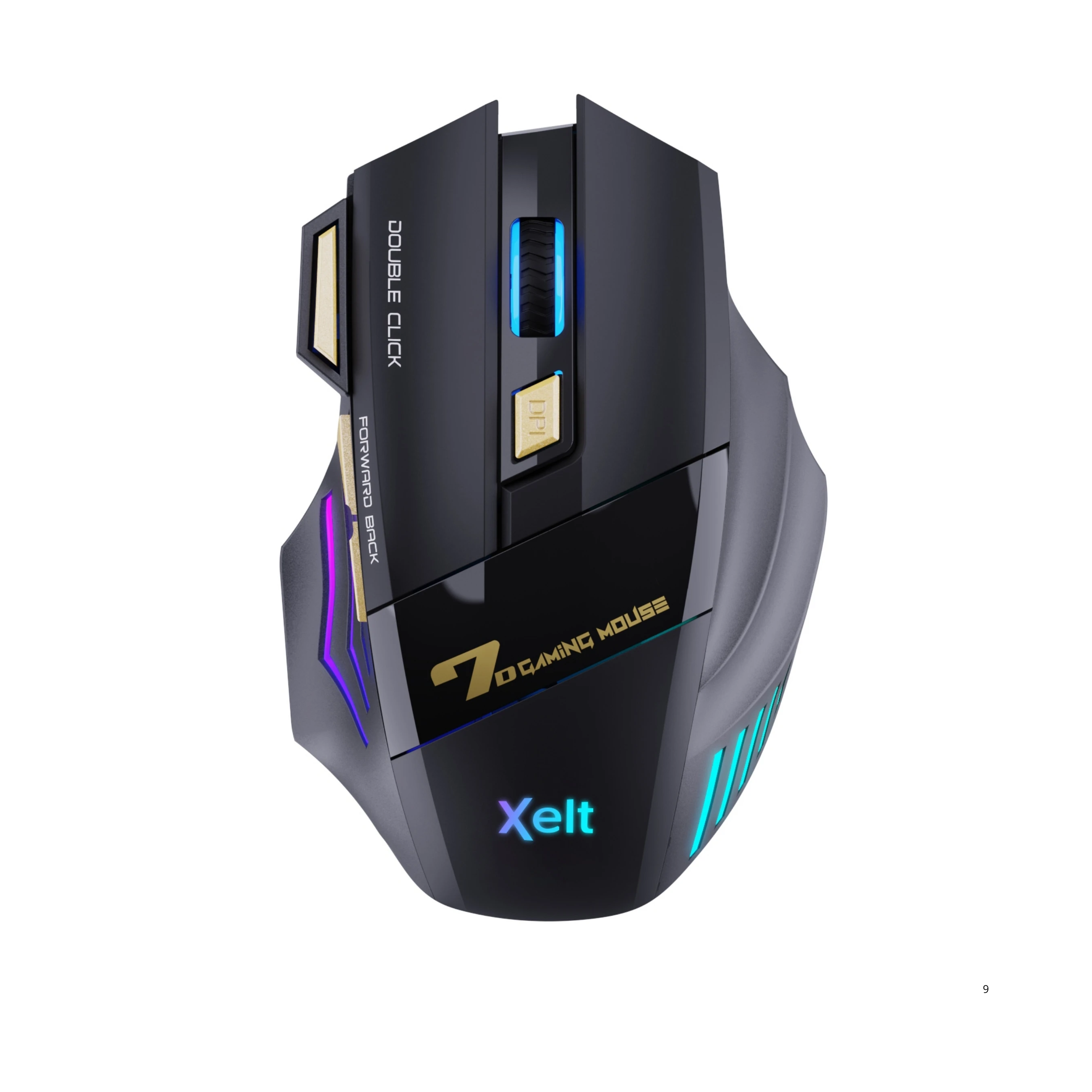 Ratón Inalámbrico Gaming RGB 7 Botones Programables  XELT Triple Conexión 2.4G + Bluetooth 4.0 / 5.1 DPI Ajustable 800-3200 Batería Recargable USB-C Trabajo y Juegos Conecta 3 Dispositivos Al Mismo Tiempo