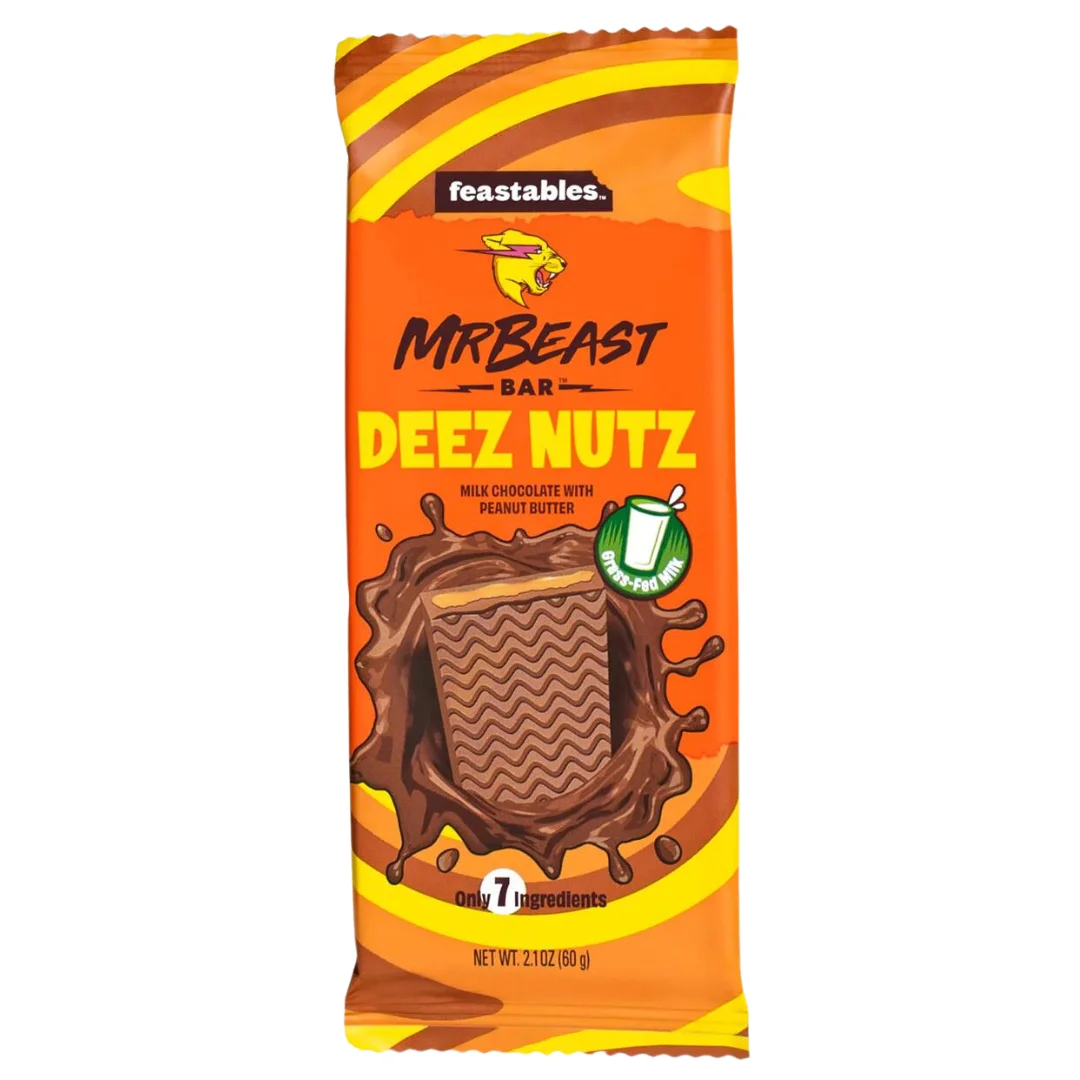 Mr beast feastables chocolate board (original, crunch, deez nutz) 60gr- pack 3