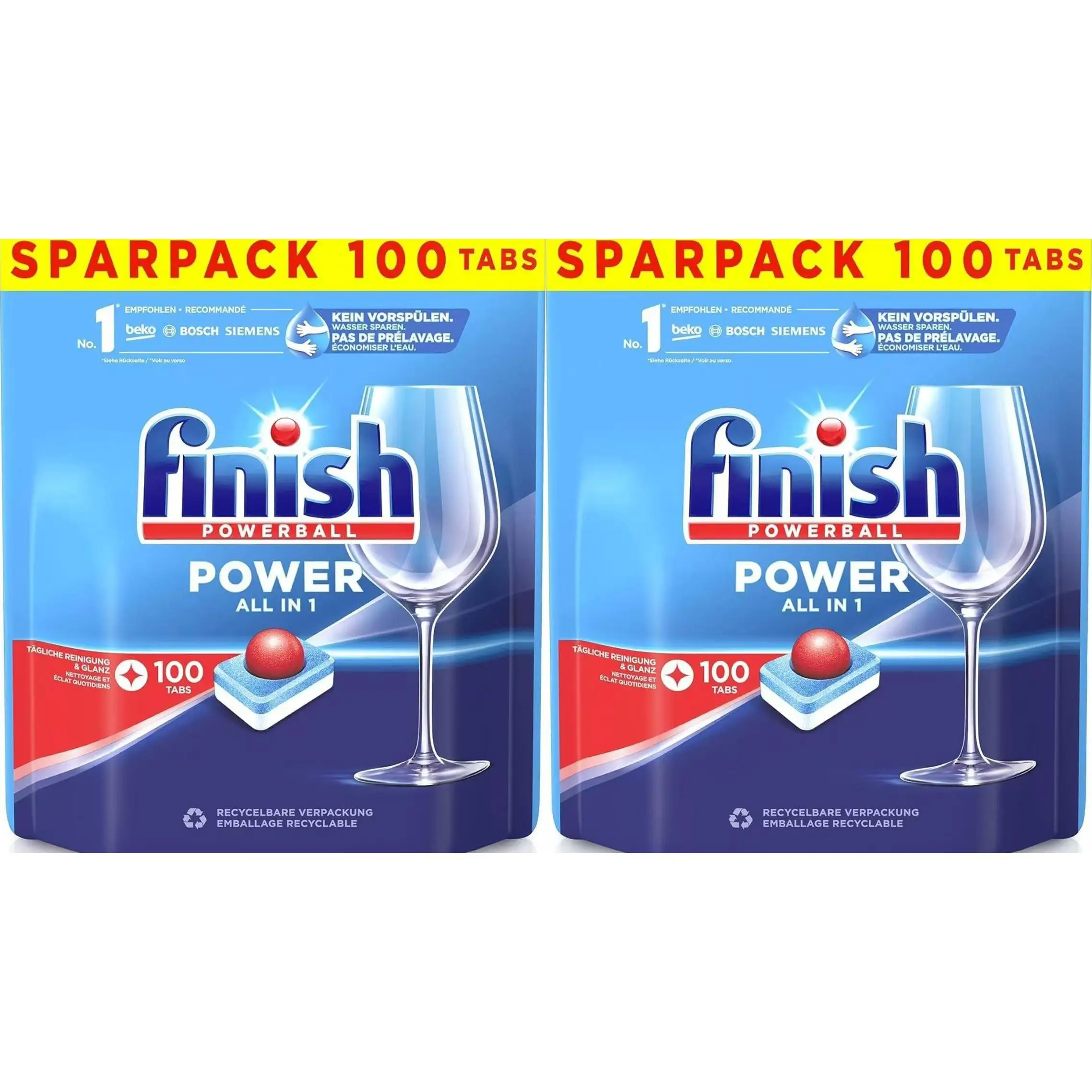 200lavavajilla Finish Powerball Lavavajillas pastillas 100*2bolsa total 200pastillas