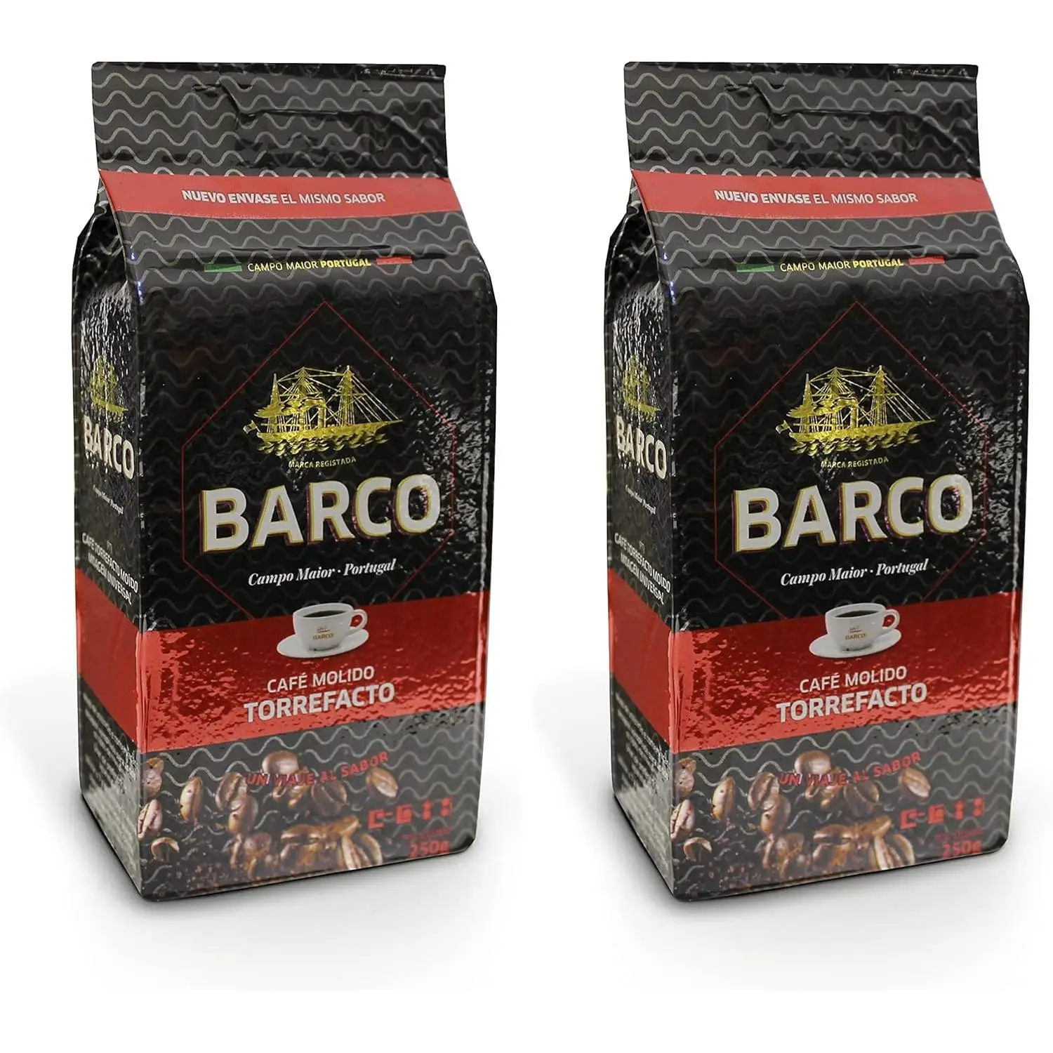 Barco - Café Molido-Molido Torrefacto 2*250g-Tueste Natural 2*250g- Familiar 2*250g