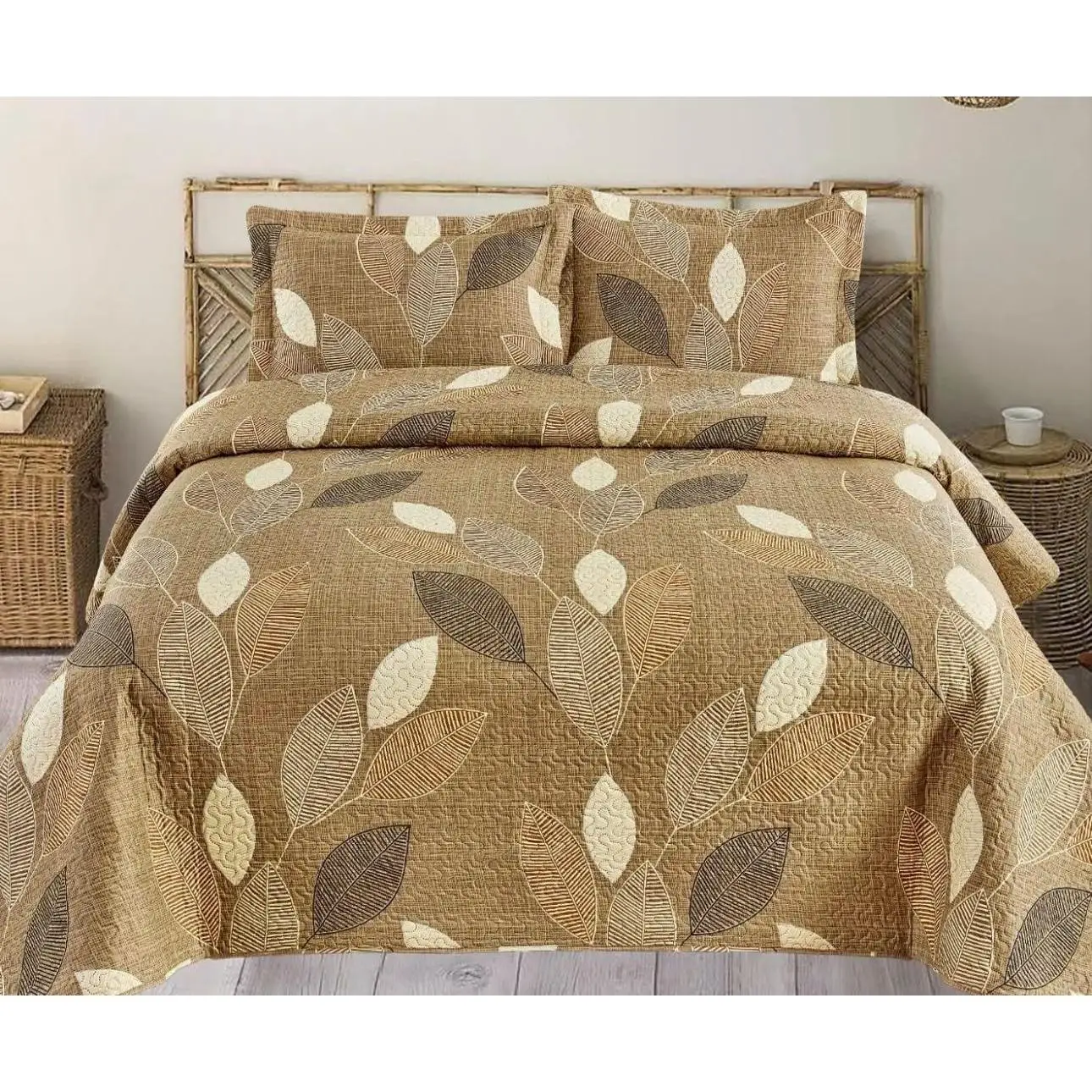 Colcha Bouti Reversible 240x260 cm con 2 fundas de almohada – Microfibra suave, ligera y fácil de lavar – Ideal para primavera y verano