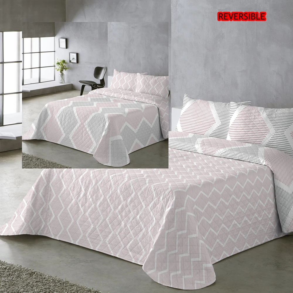 UNIFABRIC HOME TEXTIL Colcha Bouti Primavera Verano Reversible Color Magenda Mod.AZURA Cama 90 ,105,135 y 150  Ligeras y Suaves ,Incluye fundas de cojín,Termosellada No hace bolitas y facil planchado