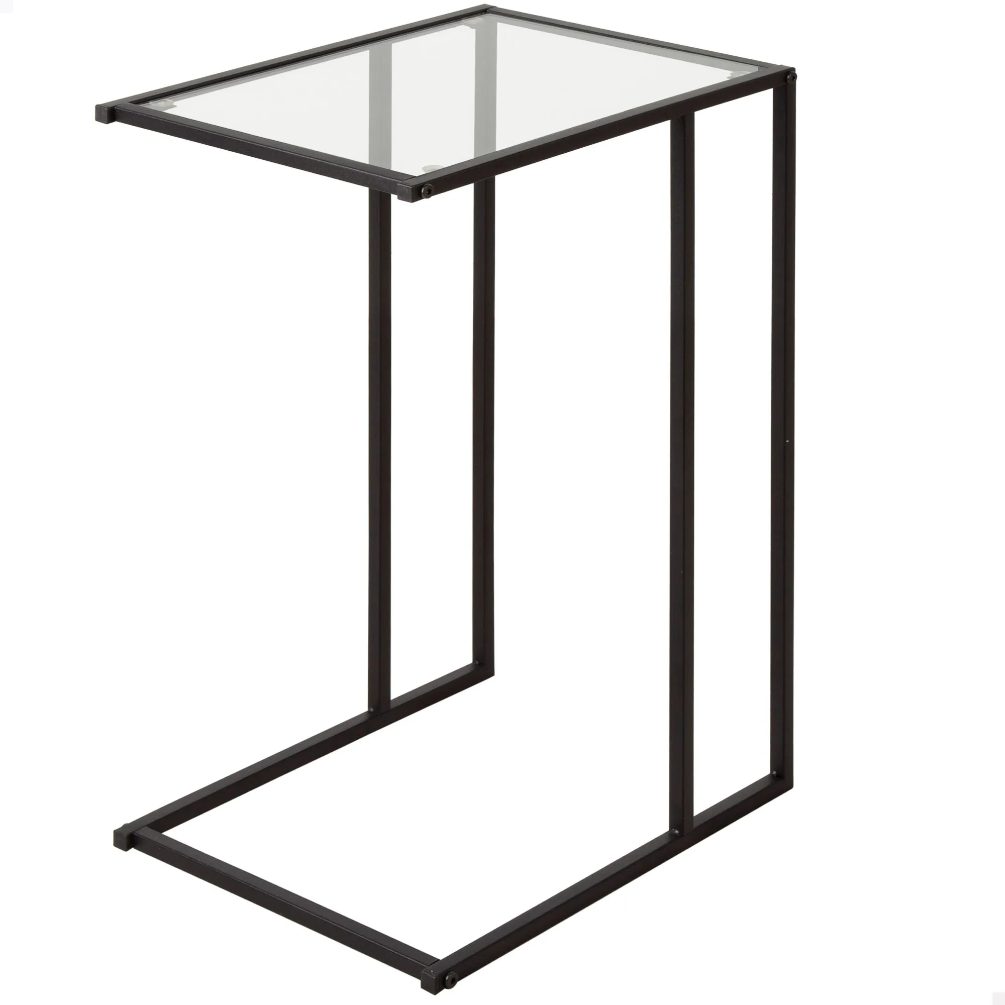 Max Home - Mesa auxiliar en forma de C, peso máximo soportado 5 kg, mesita de noche, estructura metálica negra, decorativa  para salón, dormitorio