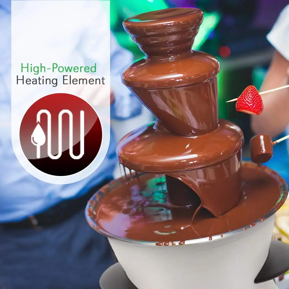 Silvano 3 tier chocolate fondue fountain, 80w, electric stainless chocolate warmer machine, hot and melt chocolate, butter and cheese, ideal for parties, events and weddings. excellent for chocolate lovers, 500 ml.