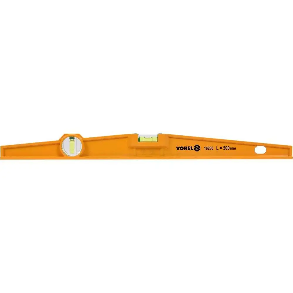 Vorel 16280 - Nivel de burbuja de aluminio, 500 mm, con 2 niveles, ideal para mediciones precisas en proyectos de construcción y carpintería.