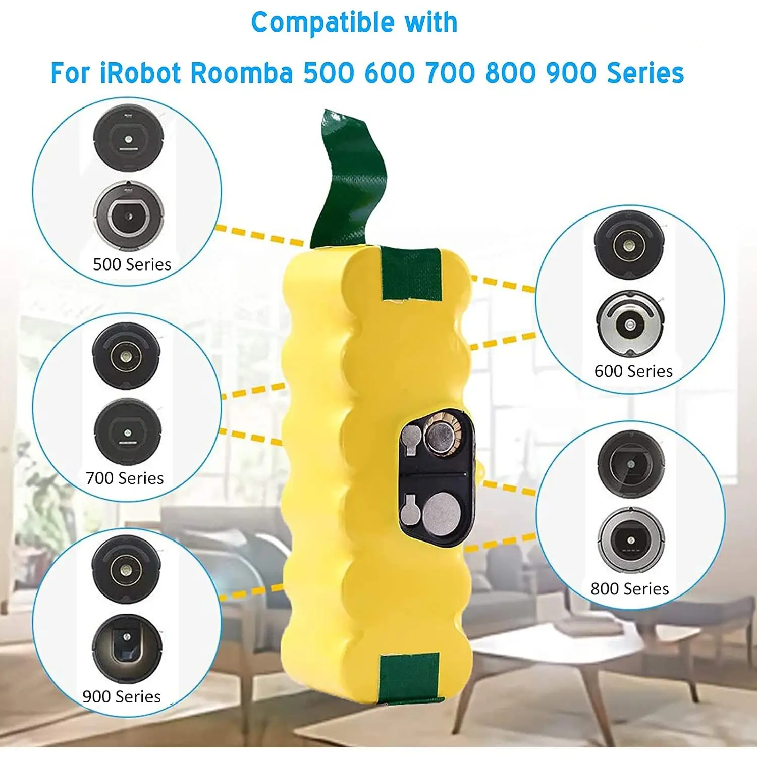 Premium battery 4500max: compatible with roomba irobot series 500, 600, 700, 800 and 900. Maximum capacity