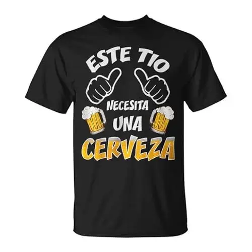 Camiseta 100% algodón diseño "Este tío necesita una cerveza"