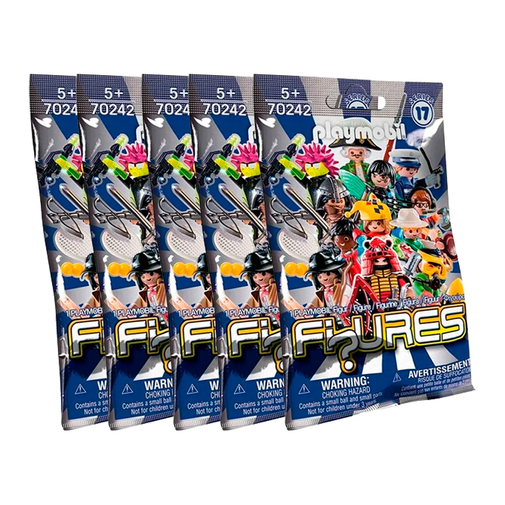 PLAYMOBIL SOBRES SORPRESA - PACK DE 5 SOBRES DE LA SERIE 17 DE CHICOS, 70242, TIENDA CON LICENCIA OFICIAL