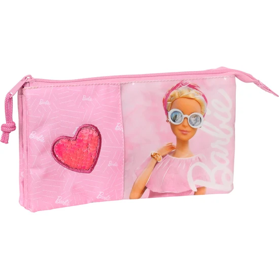 Safta Estuche Lápices PORTATODO TRIPLE BARBIE con 3 Compartimentos Separados