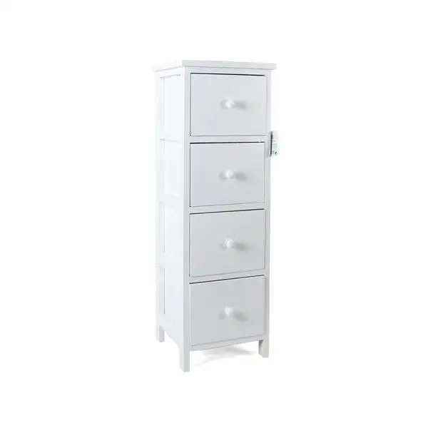G Cajonera Blanca de Madera con 4 Cajones 25x25x78cm /30x20x67cm- Versátil y Funcional