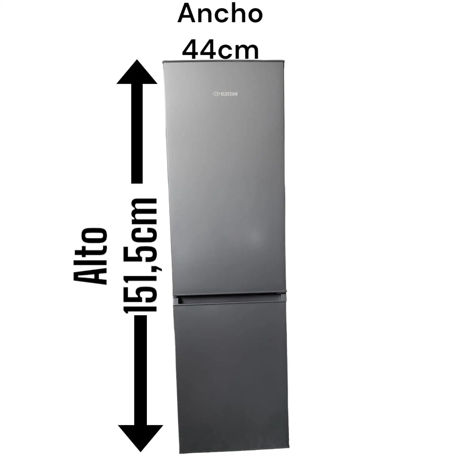 ELECSAN COMBI refrigerator, GRIS-INOX COLOR, A ++/ E, height 151,5cm, width 44cm, LED light