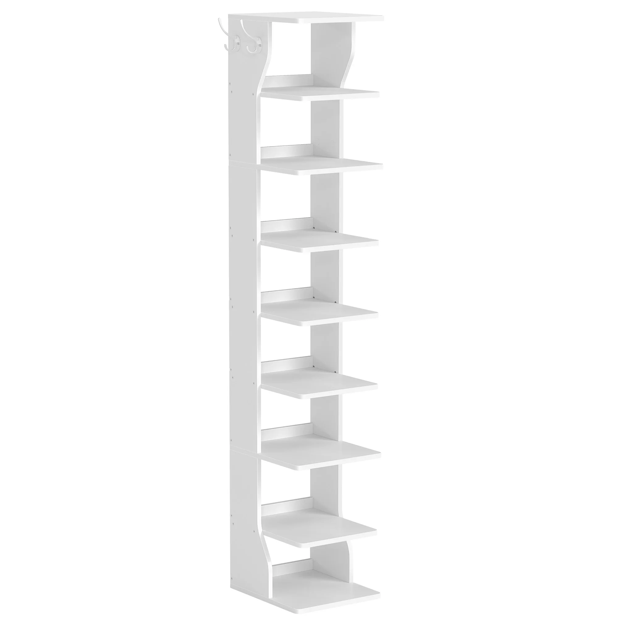 Scarpiera VASAGLE, Scarpiera a 9 Ripiani per Ingresso, Scarpiera Stretta, per Corridoio, Angolo, Cabina Armadio, Bianco Opaco