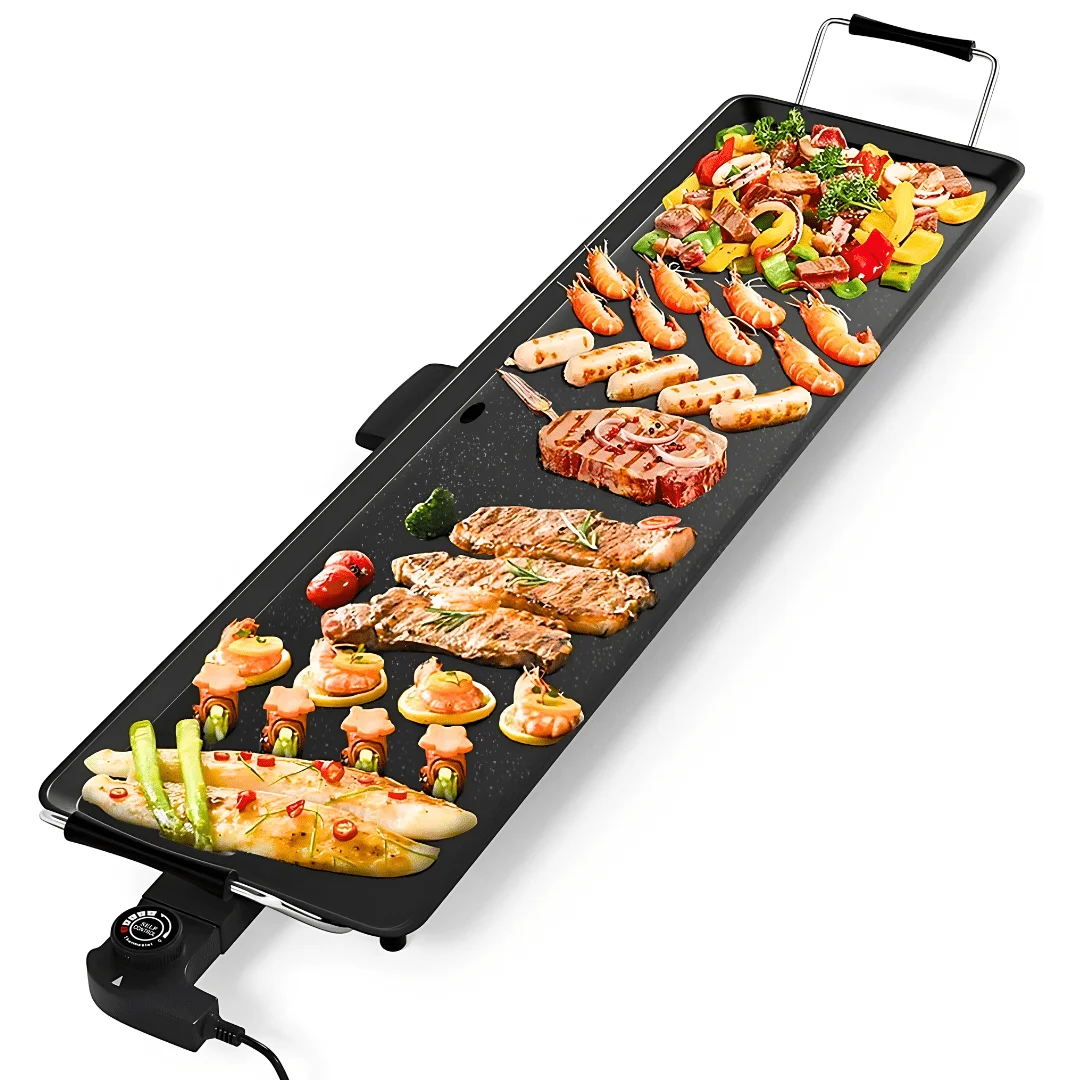 Plancha Eléctrica 90x23cm 2000W Antiadherente Piedra Termostato