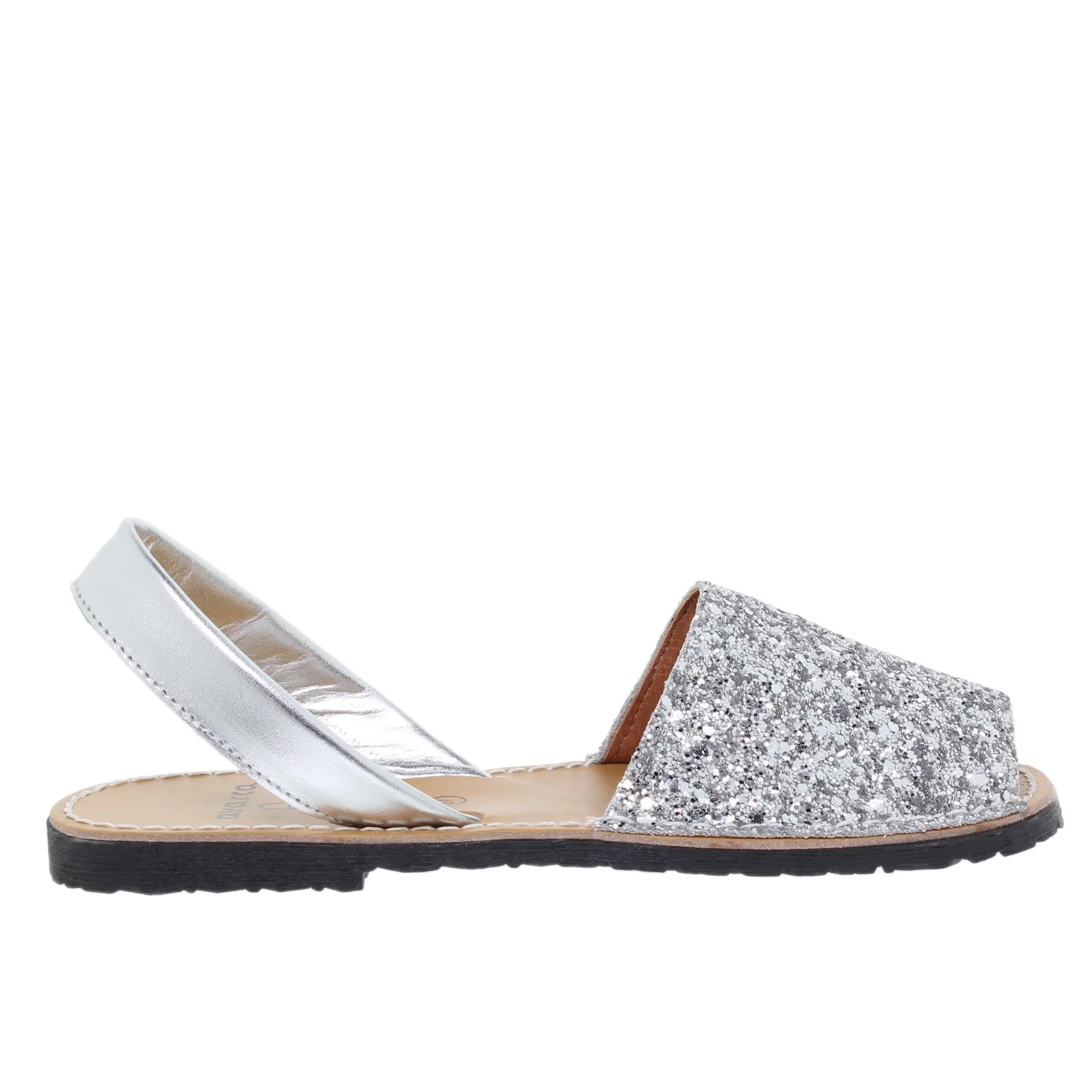 Abarcas Sandalia Menorquinas Mujer Marina Plata Brillo 275AV - Avarcas C.Ortuño - Fabricación en España