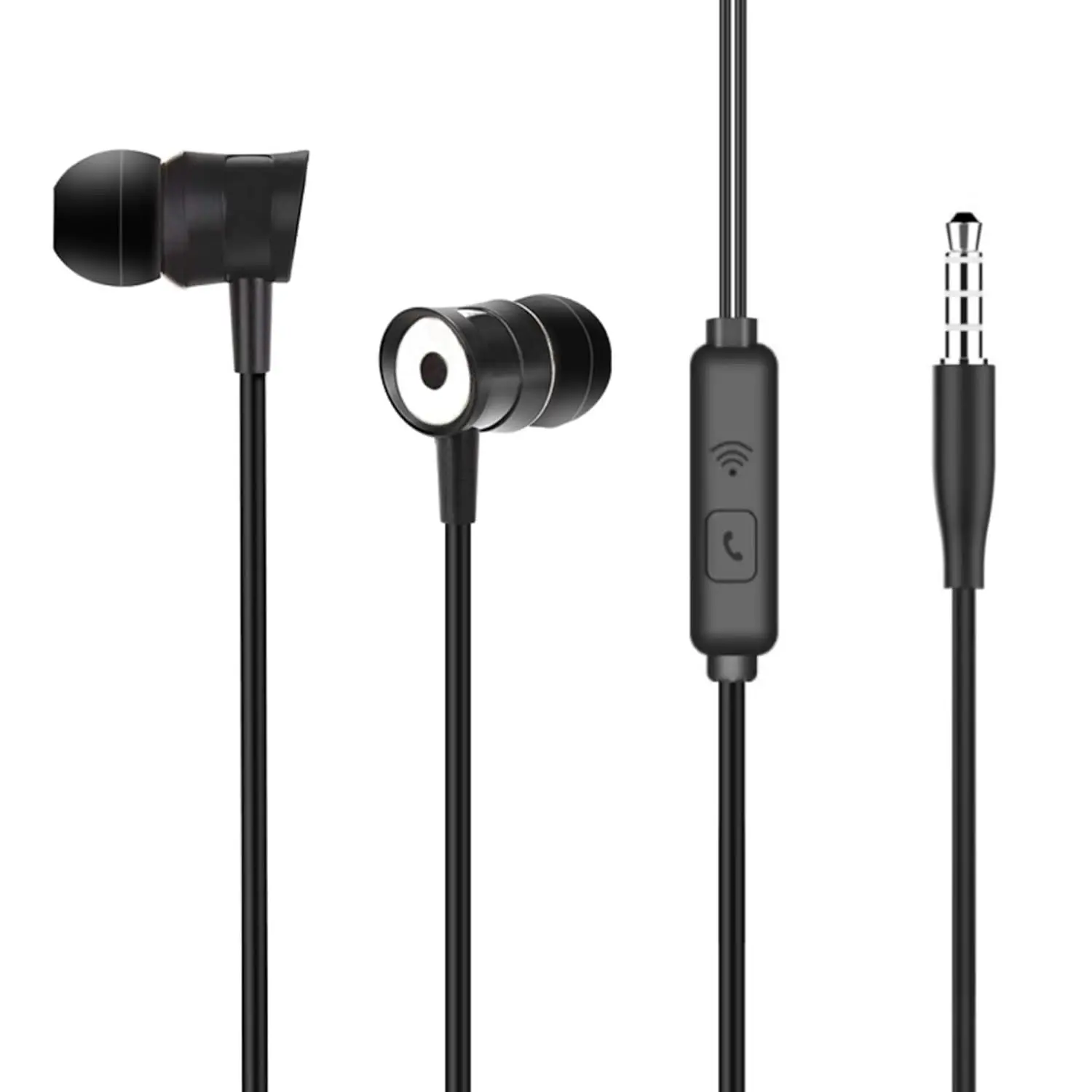 TEMCO Auriculares con Cable de AUX clavija redondo, Auriculares Delgados con Conector Jack de 3,5 mm, música, Sonido estéreo universales, micrófono, botón de Respuesta para Xiaomi Samsung Huawei Vivo