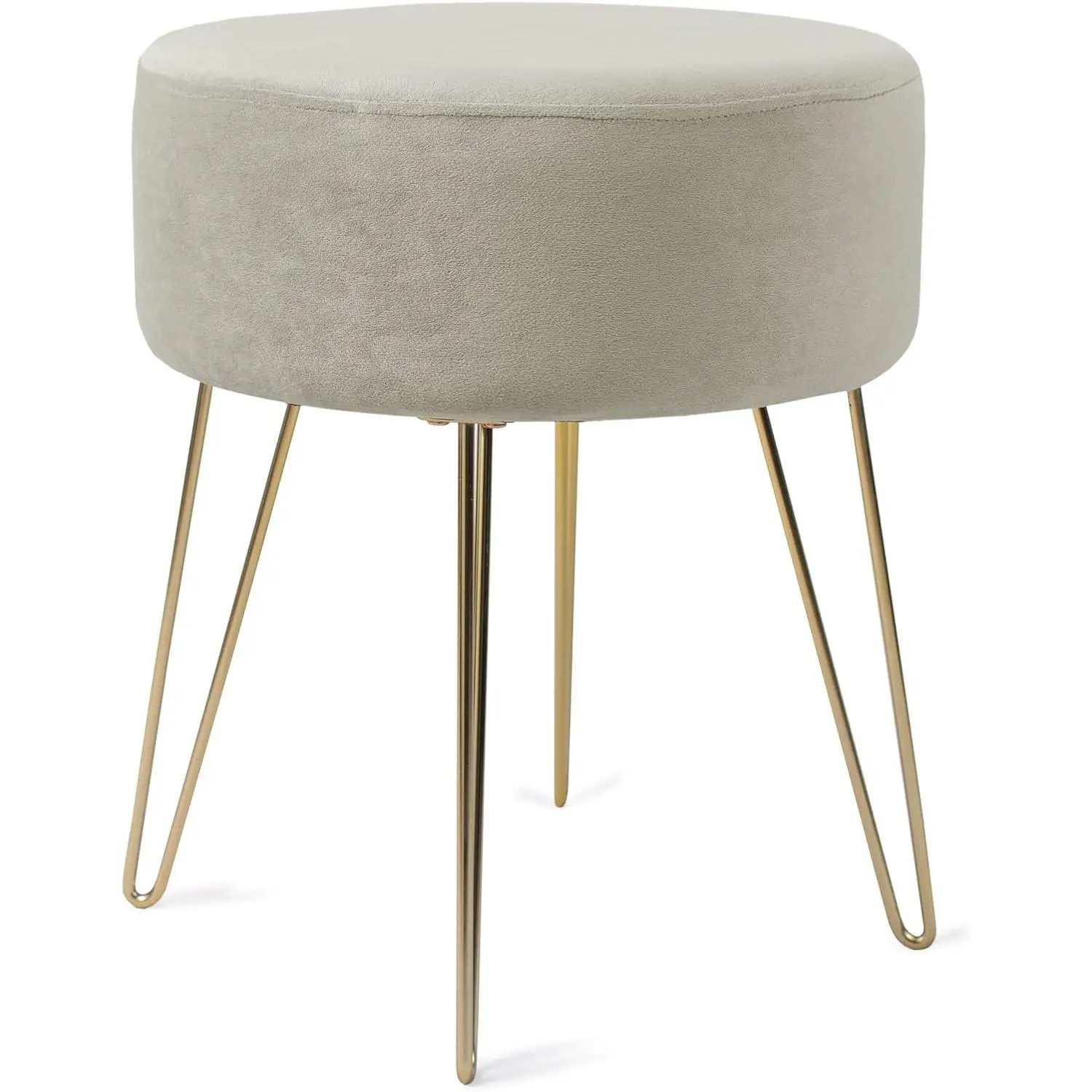 Madera Nieve Round Stool for Vanity, Upholstered Velvet Footrest, 37x45 cm, Stylish and Modern Design, Ideal for Living Room, Bedroom, or Office, Supports up to 300 kg.
