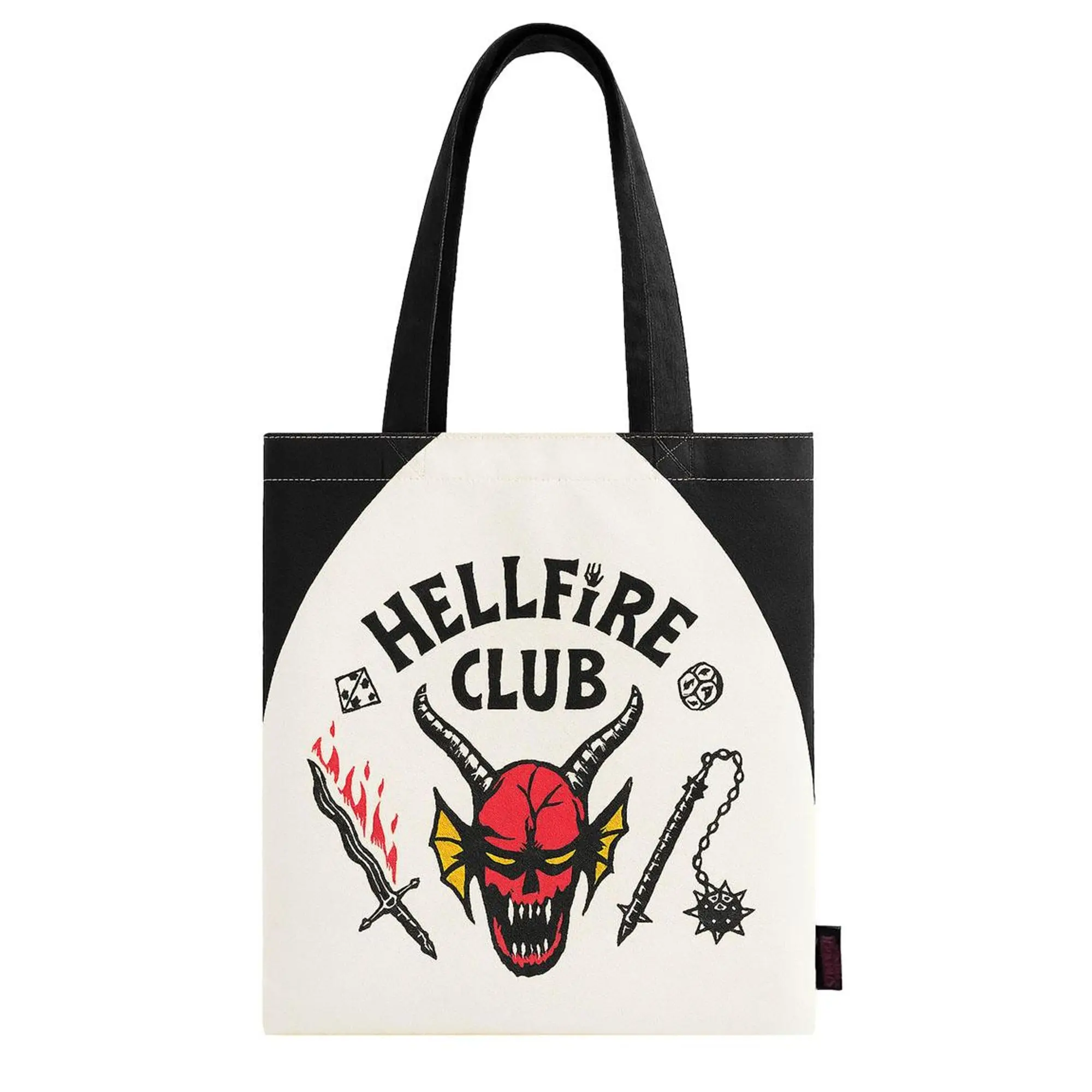 Bolsa Tote de Stranger Things para Adultos, Bolsa de Tela Estilo Casual, Diseño Hellfire Club, Asas Largas Resistentes, Ideal para Compras, Universidad o Uso Diario