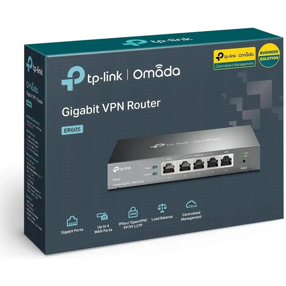 TP-Link TL-R605 Router single band, Multi-WAN, Wired VPN Router, Up to 4 Gigabit WAN Ports, SPI Firewall SMB Router, Omada SDN Integrated, Load Balance, Lightening Protection, Limited Lifetime Protection
