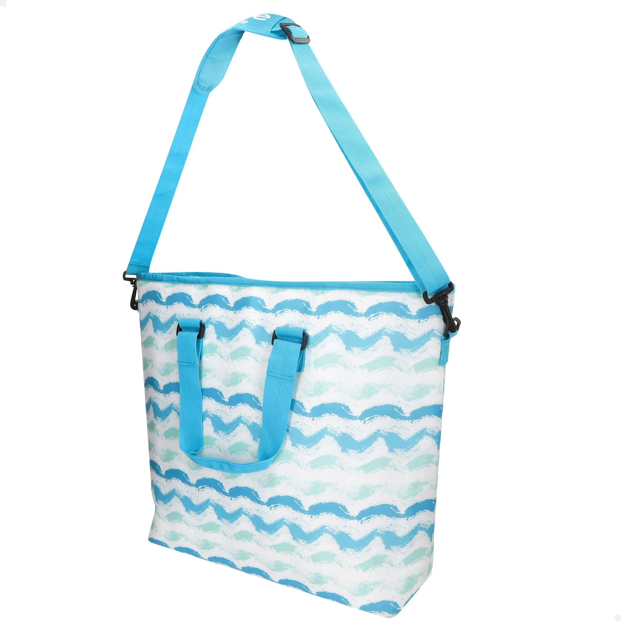 Aktive - Bolsa térmica 20L con asas y bandolera, diseño olas, bolsillo exterior, interior aislante sin CFC ni colorantes azoicos, ideal para transportar alimentos y bebidas frías en la playa, camping