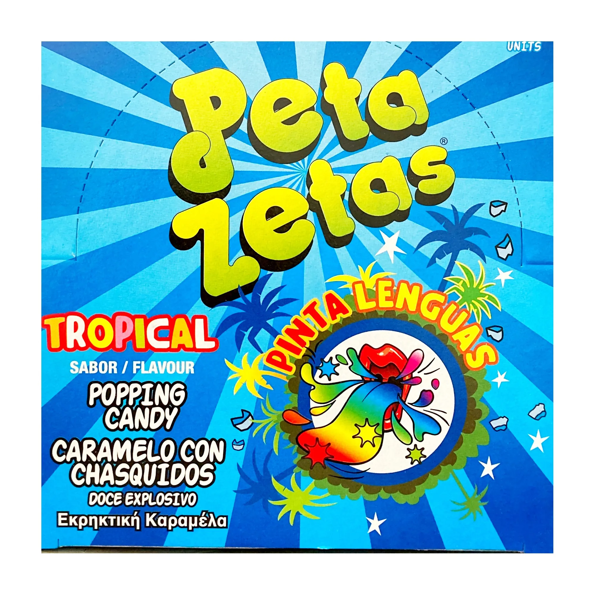 Peta Zetas Tropical Pîntalenguas Caja 50 sobres de 7 g (Caramelo con chasquidos)