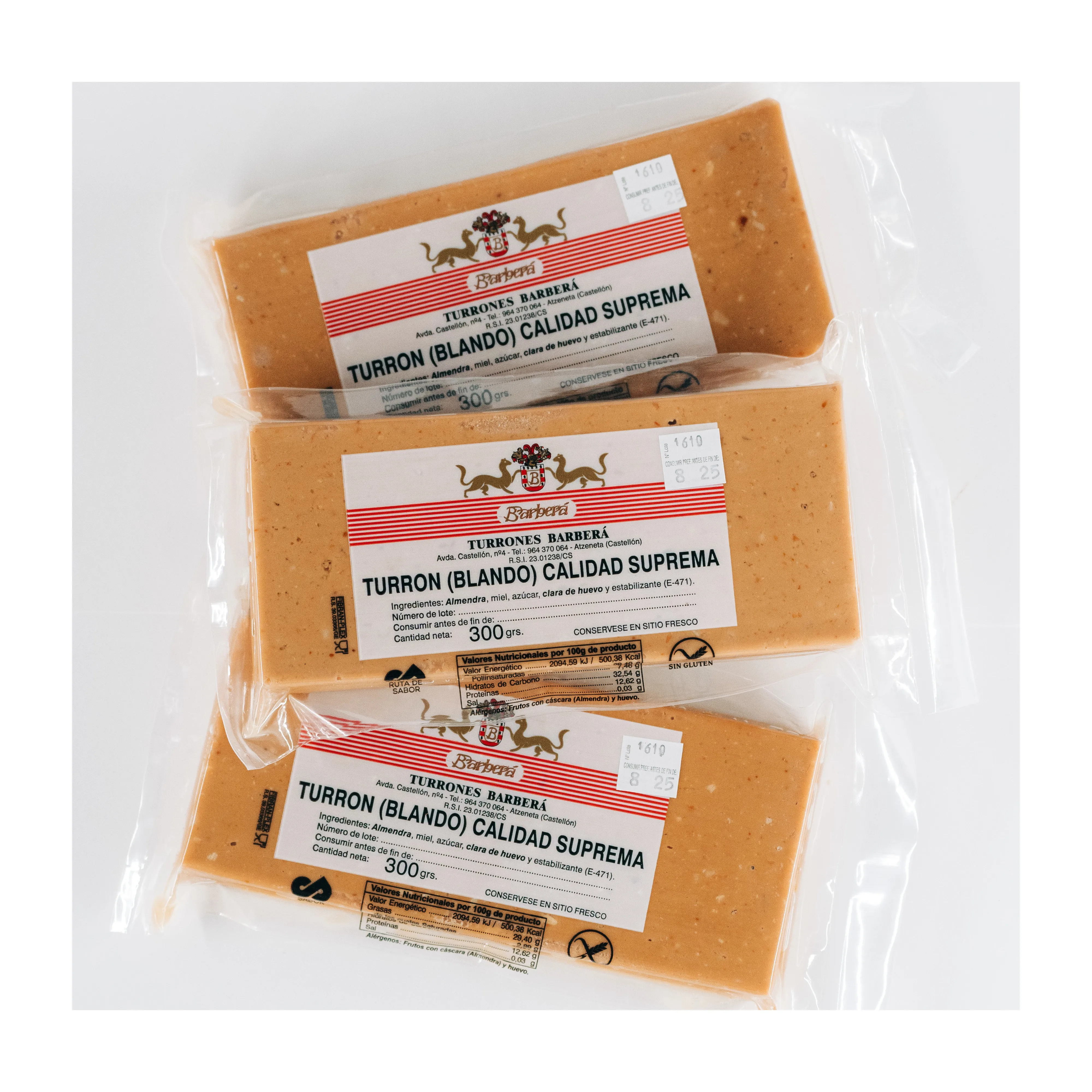 Turrón Blando 3x300 gr Turrones Barberá - DePenyagolosa - Atzeneta (CS): Tradición Turronera desde 1872