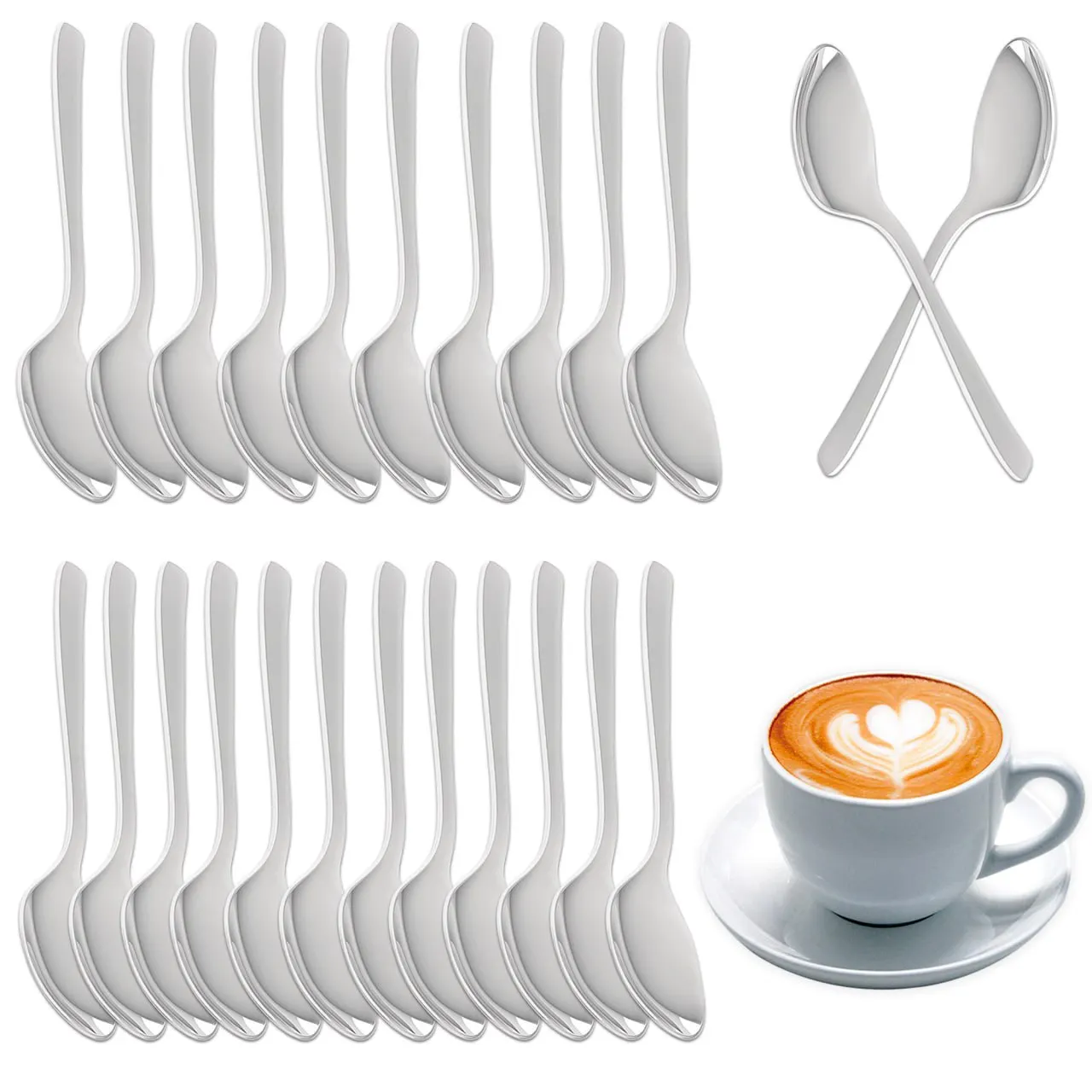 Didarenba Cuchara cafe 11 cm para espresso en acero inoxidable - Paquete 24 uds