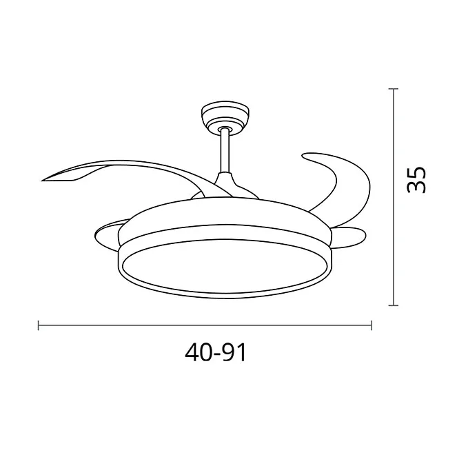 MINI ceiling fan such as DC Motor and drop-down blades with 24W memory Led light and dimmable DIMMER (Night Light)-Brand BEL AIR HOME-quiet and efficient-remote Control included-Ideal for bedrooms