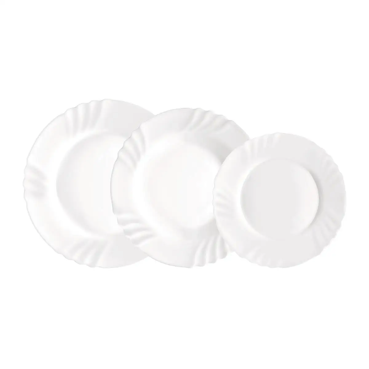 BORMIOLI ROCCO EBRO tableware Opal 18 pieces-6 people white Shine made in Italy, easy to clean recyclable, eco-friendly, healthy 100% Material, hygienic 100%, non-porous, long lasting microwave safe, suitable refrigerator 6 flat plates