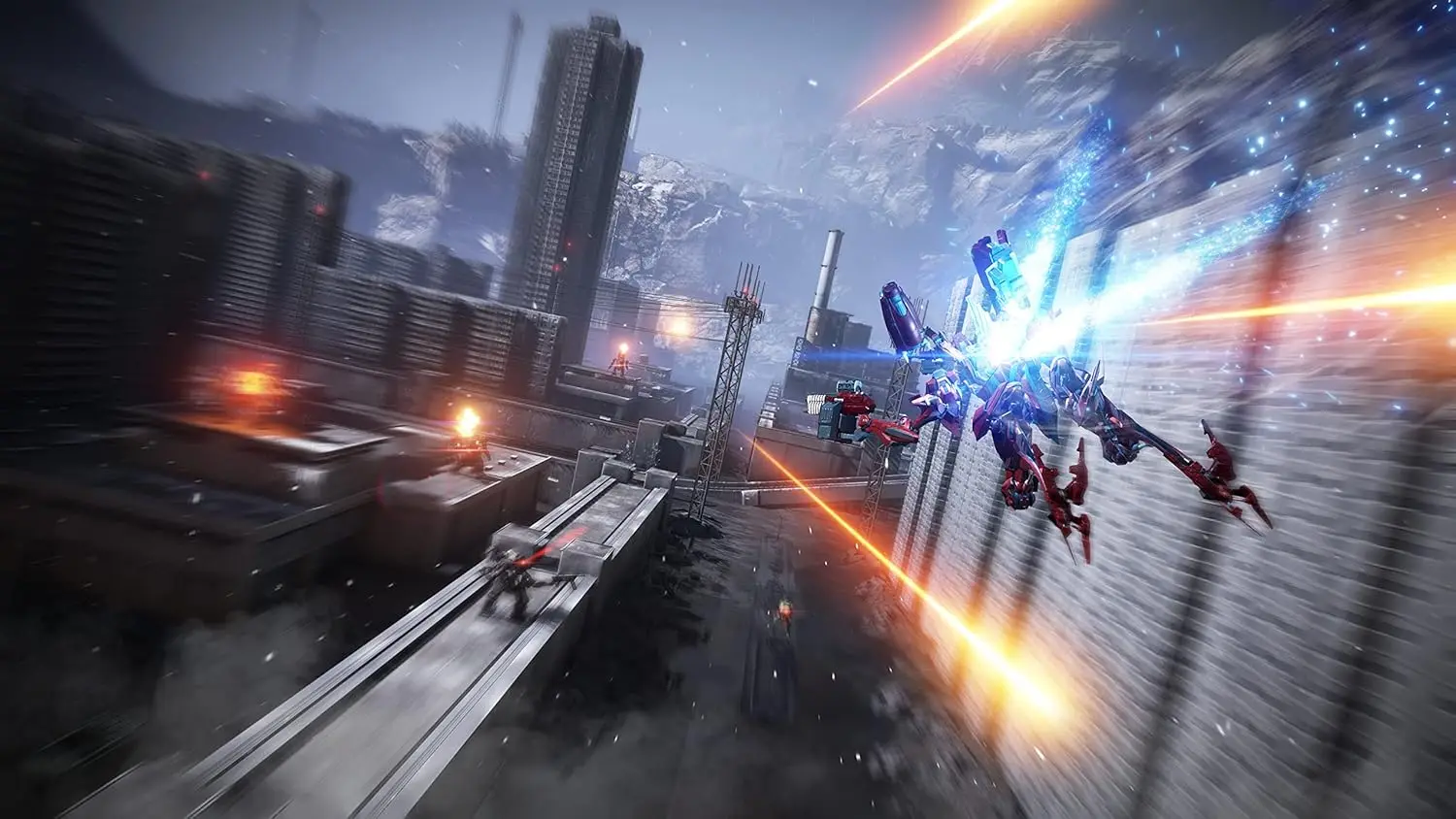 Armored Core VI Fires Of Rubicon Launch Edition for PS4/PS5, includes base game, 3 art cards, 3 exclusive stickers, and a poster, delivering an adrenaline-pumping mech combat experience with dynamic maneuverability in immersive 3D environments.