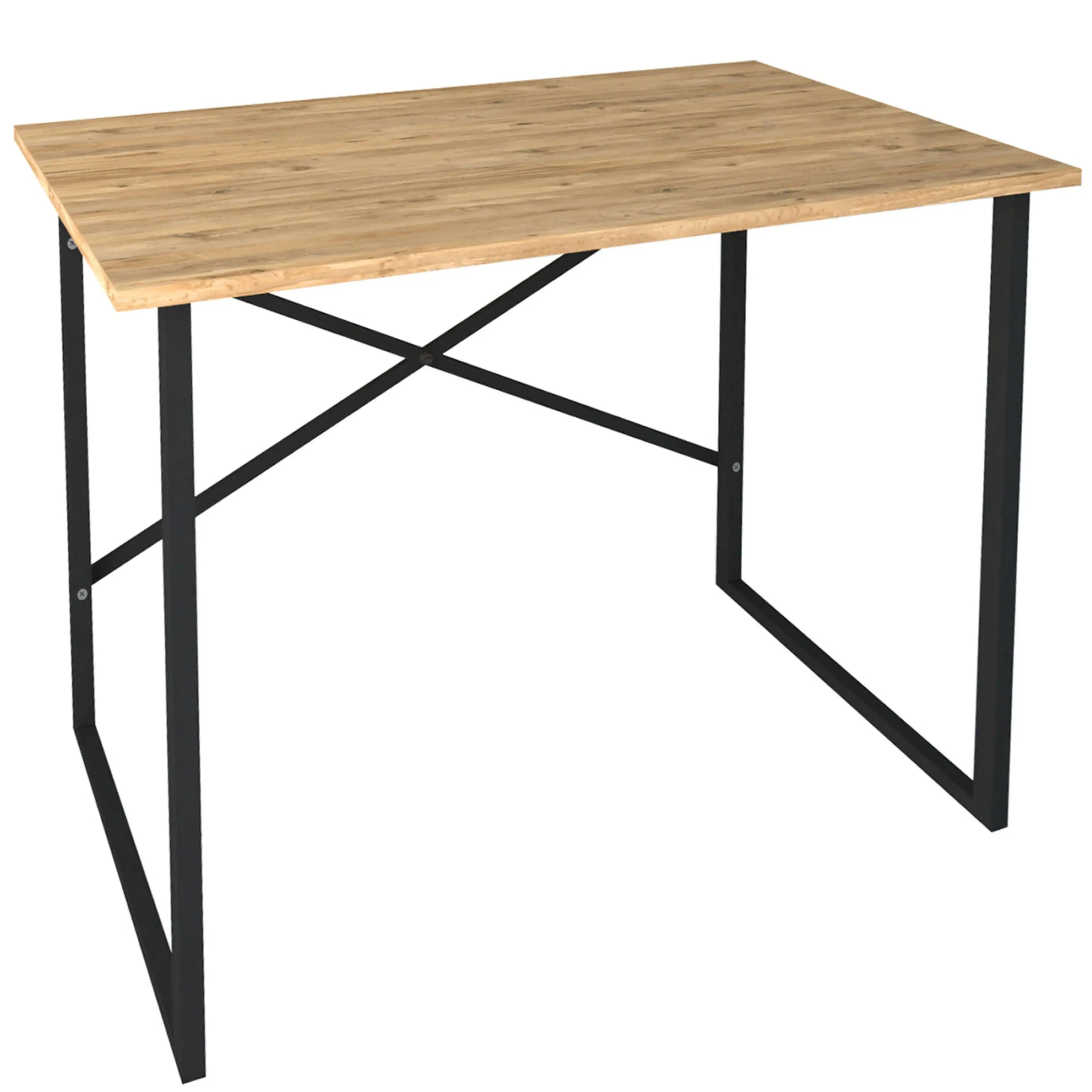 Miroytengo Mesa Escritorio Rus Industrial Roble y Negro 90 cm