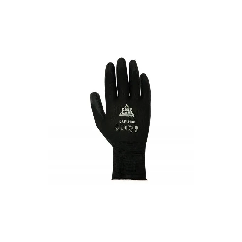 Guantes de Trabajo Ligero de Poliéster con Recubrimiento de Poliuretano en Palma y Dedos- 12 pares de guantes-