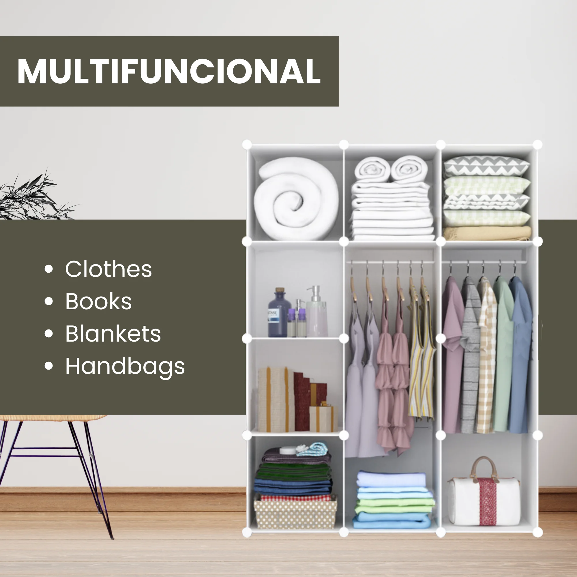 Vicyol S & D Modular Cabinet, Modular Rack, Household Wardrobe Organizer, Bedroom Storage Rack