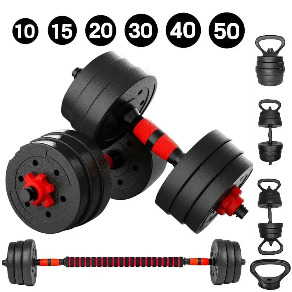 Allinlife 6 in 1 adjustable dumbbell set, 10kg, 15kg, 20kg, 30kg, 40kg, 50kg, exercise equipment, sports supplies to build, lose weight, complete body workout without leaving home (get gift gloves)