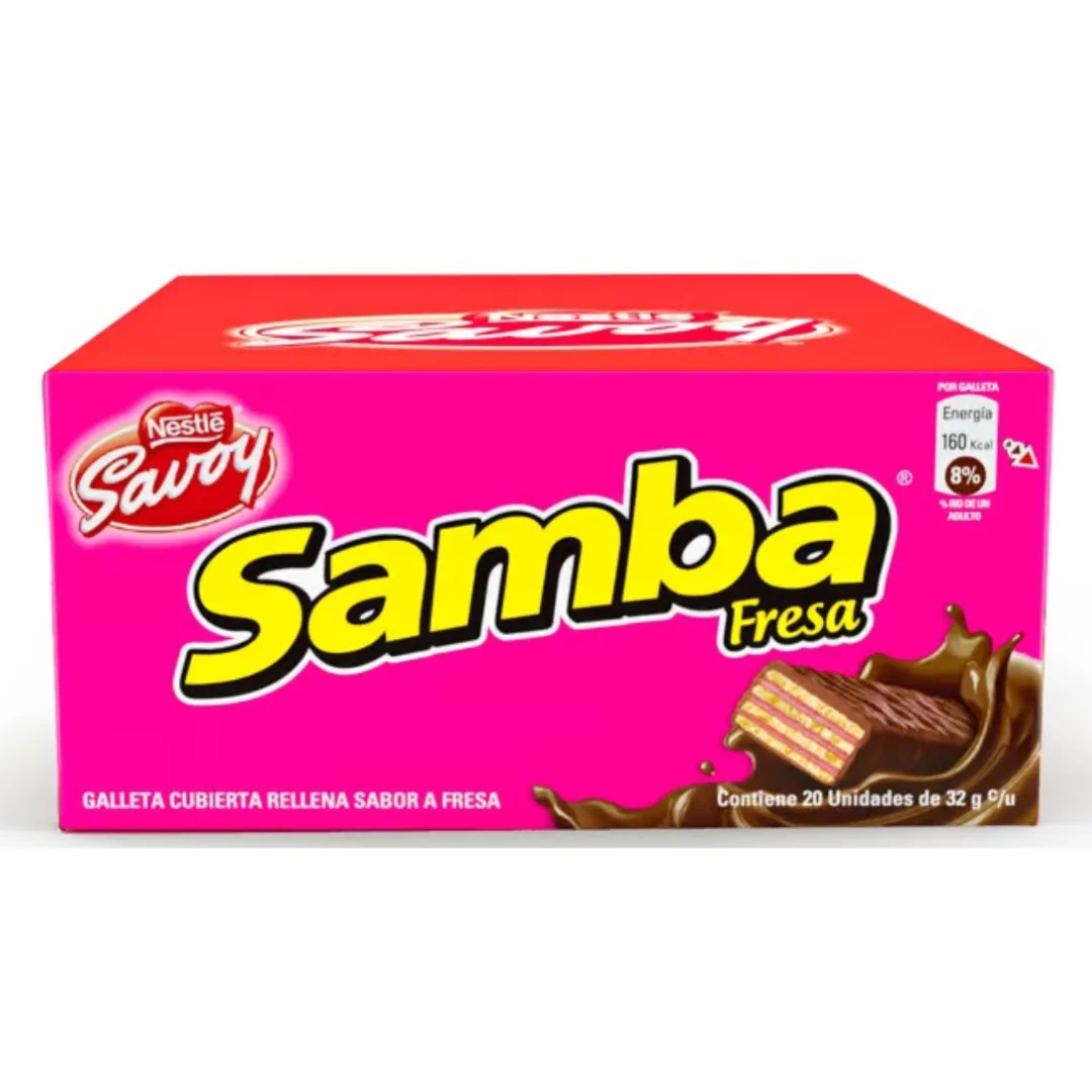 Nestlé Savoy Samba sabor Fresa - Caja 20 unidades