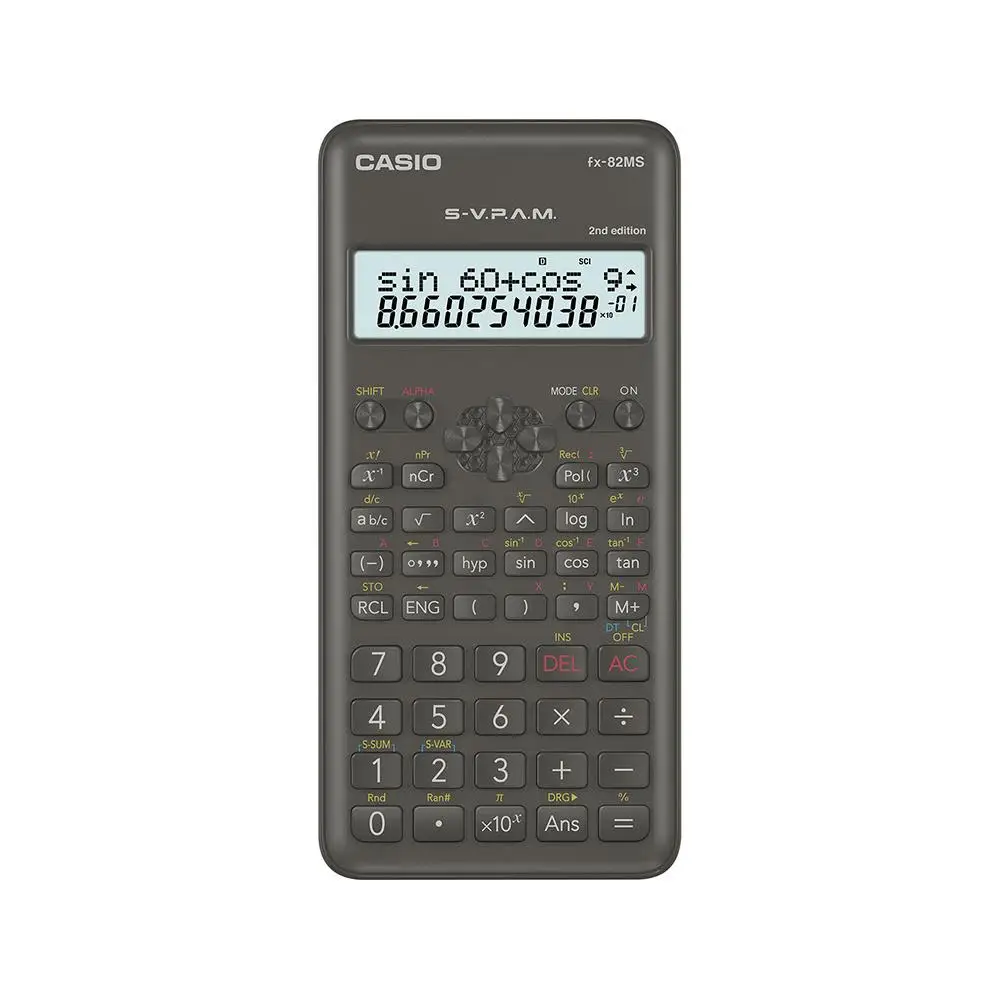 Casio FX-82 Model Scientific Calculator MSII Dual Line LCD Display 240 Functions Battery (AAA) -Graphite Color