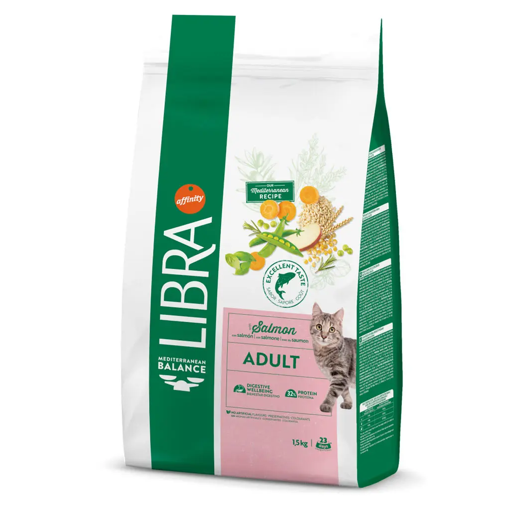 Pienso Libra para Gatos Adultos con Salmón - Receta Mediterránea 1.5kg - Affinity Libra