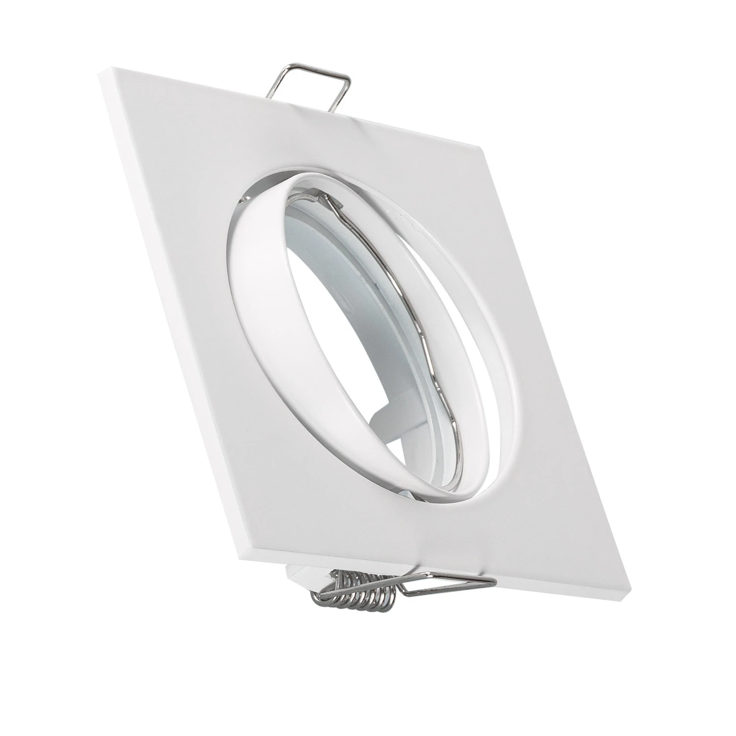 Ledkia Aro Downlight Cuadrado Basculante para Bombilla LED GU10 / GU5.3 Corte Ø 72 mm Níquel