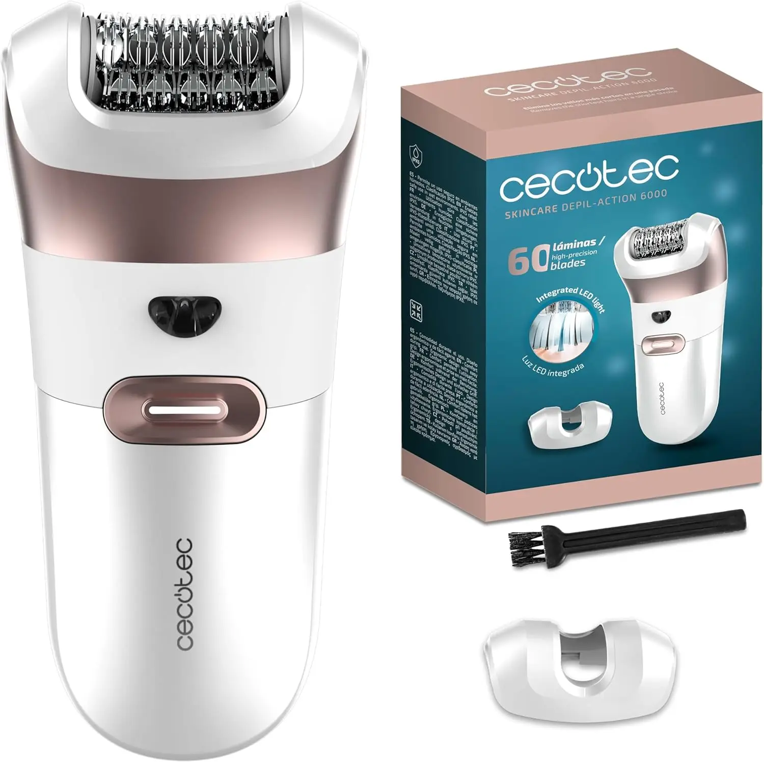 Cecotec Depiladora Eléctrica de Arranque con Accesorio Zonas Sensibles SkinCare Depil-Action 6000.